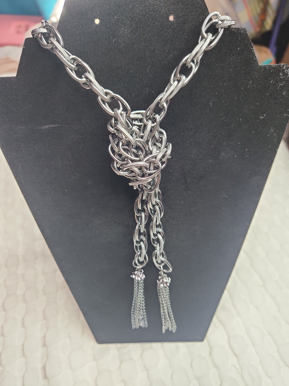 Gunmetal Knot Tassel Necklace - Women Jewelry